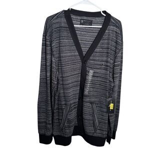 Marc Ecko Sweater Men's 2XL Gray Cardigan Cut & Sew Button Long Sleeve NWT
